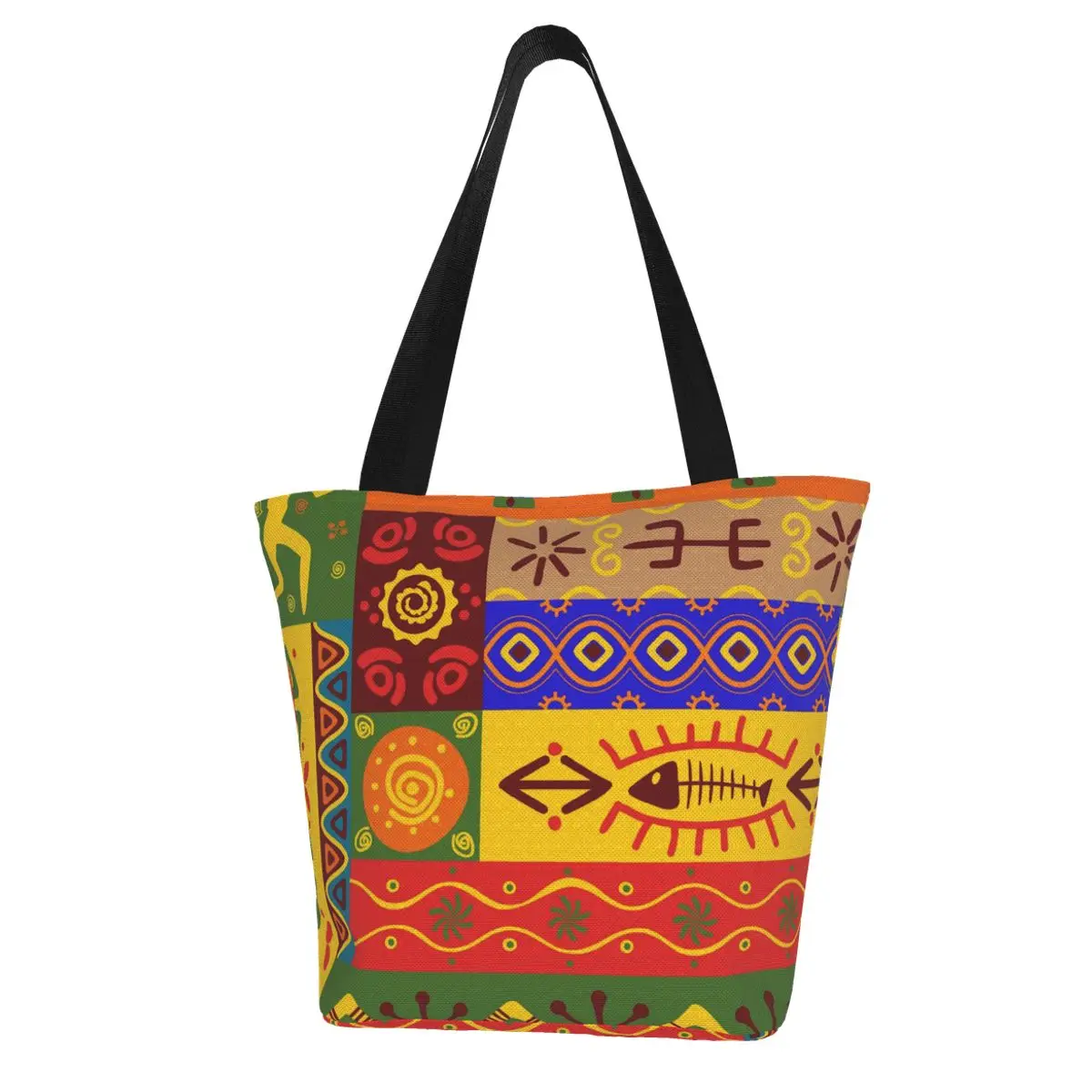 

NOISYDESIGNS Women Ethnic Tribal Shoulder Bag Simple Canvas Handbag Tote Large Capacity Shopping Bag Fashion Book Bags For Girls