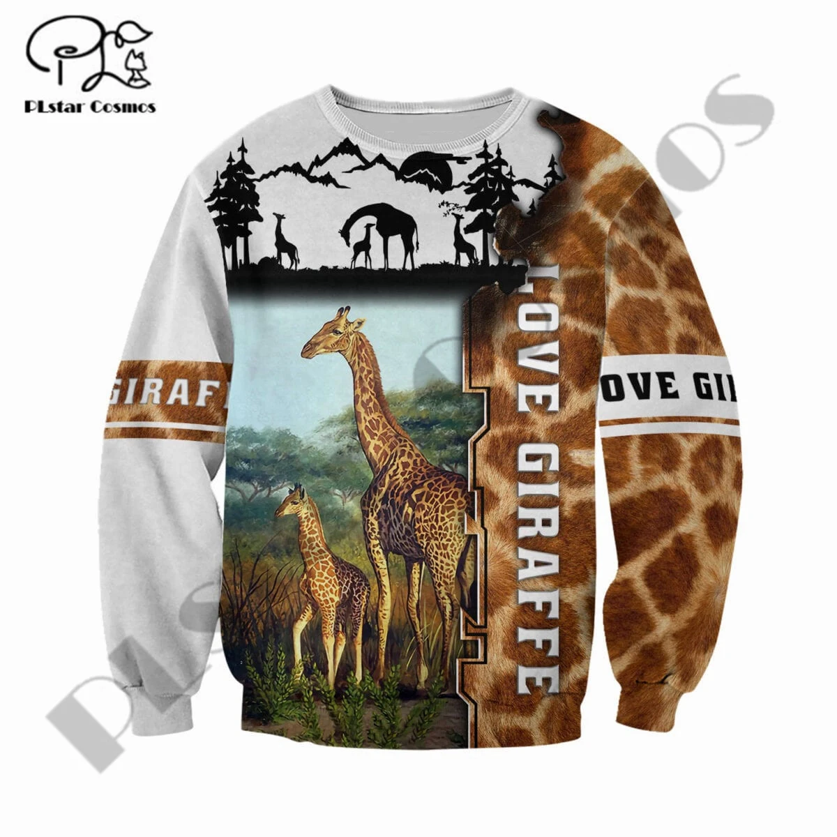 PLstar Cosmos 3Dprint Newest Giraffe Animal Art Harajuku Funny Unique Unisex Casual Black White Hoodies/Sweatshirt/Zip Style-1