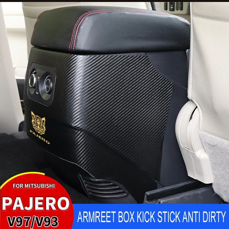 Suitable For Mitsubishi PajeroV97V93 V73 15-18 Car Armrest Box Kicker Anti Dirty Carbon Fibre PU Lether Car Accessories Interior