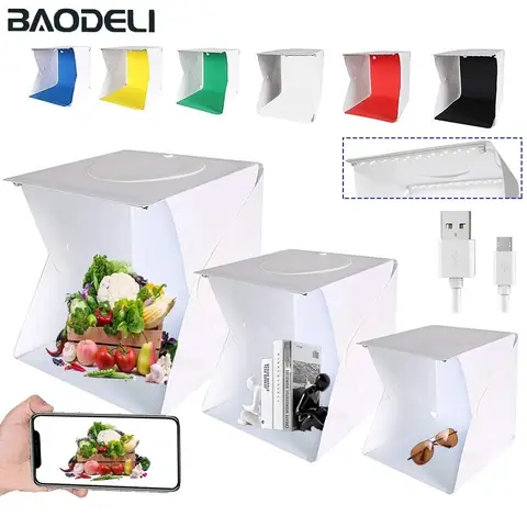 फोल्डिंग लाइटबॉक्स 20/30/40 सेमी पोर्टेबल फोटोग्राफी फोटो स्टूडियो टेंट एलईडी सॉफ्टबॉक्स बैकग्राउंड किट यूएसबी मिनी लाइट बॉक्स डीएसएलआर कैमरा के लिए 8 best sales फोटो लाइट बॉक्स - №4