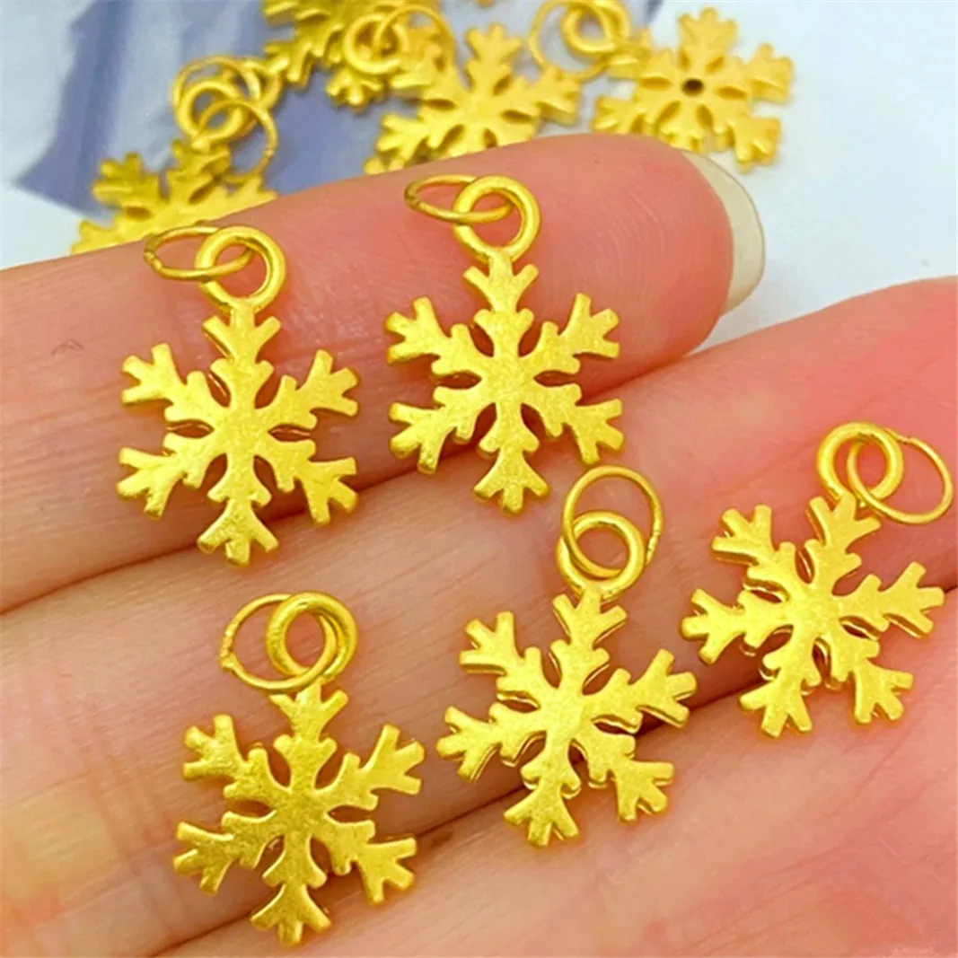 

1pcs Pure 999 24K Yellow Gold Snow Flower 3D Luccky Snowflake Pendant Woman Gift