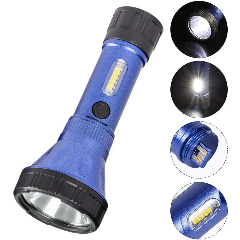 Built in Battery XP-G Q5 Led Flashlight Lighting Torch USB Rechargeable COB Outdoor Waterproof Lantern for Camping