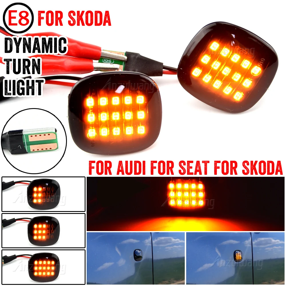 Dynamic LED Side Marker Turn Signal repeater Light for AUDI A3 A4 A8 SKODA Octavia Roomster Rapid Fabia SEAT Cordoba Ibiza Leon