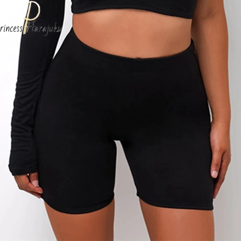 High Waist Women Shorts Thin Fitness Casual Fashion Biker Shorts Summer Slim Knee-length Bottoms Black Cycling Streetwear Shorts