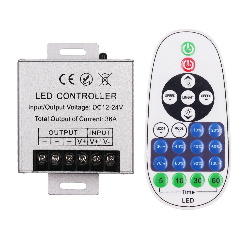 12V 24V LED Dimmer 23key Remote Control Kit 30A Big Power 360W Led Box Controller For Single Color Led Strip Light DC Dimming