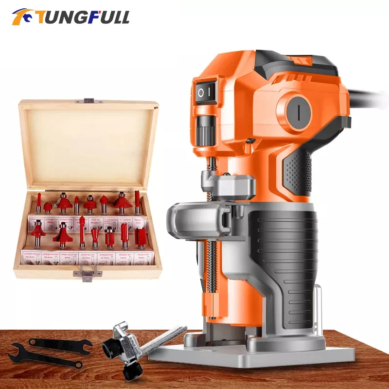 

1280W 35000rpm Wood Trimmer Electric Trimmer Wood Milling Engraving Slotting Trimming Machine Hand Carving Machine Wood Router