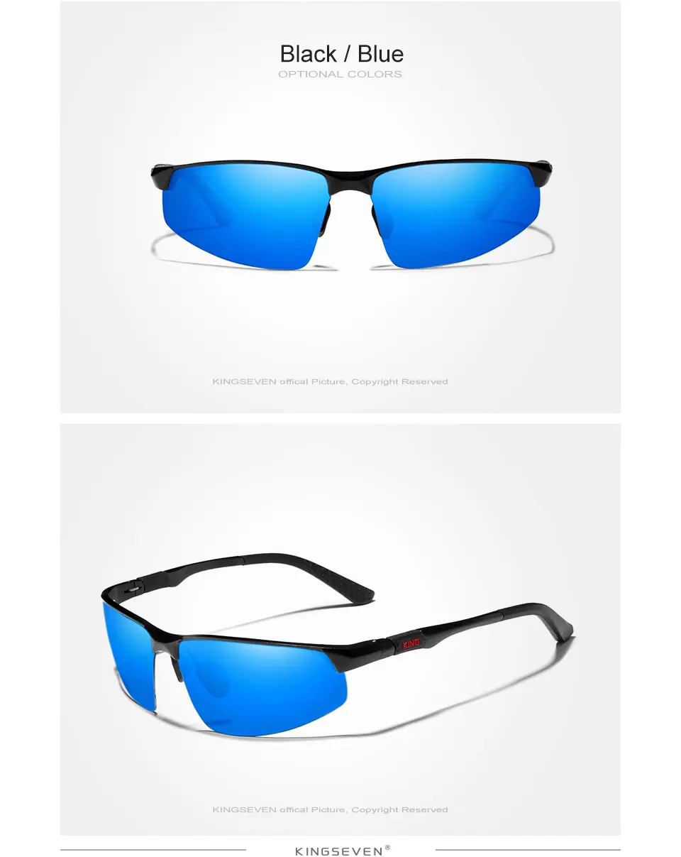 KINGSEVEN Marke 2024 Polarisierte Serie Fahrer-Sonnenbrille für Herren aus Aluminium mit Spiegelgläsern, Sonnenbrille für Männer und Frauen, Brillen – Detail 9