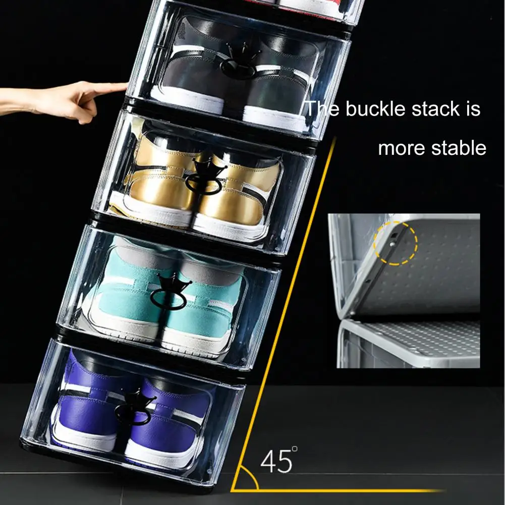 Shoe Organizers Space-saving Stackable Large Capacity PP Transparent Shoes Storage Organizer Rack Home Storage