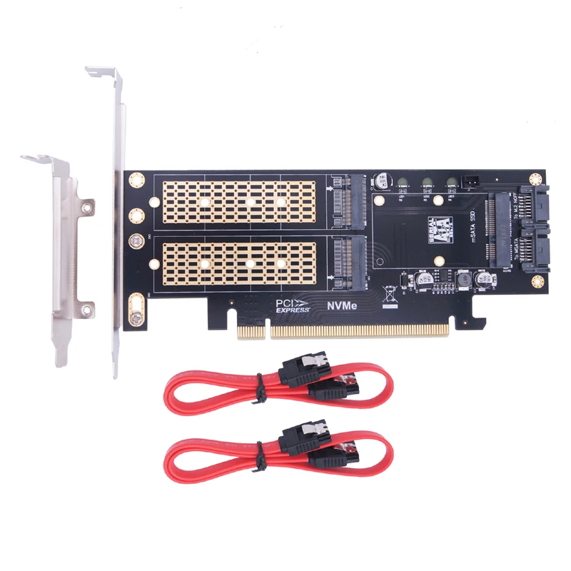 M2 NVMe SSD NGFF to PCIE 3.0 X16 Adapter M Key B Key mSATA PCI Express 3.0 M.2 NVME SSD M2 SATA SSD mSATA 3 in 1 Converter Riser