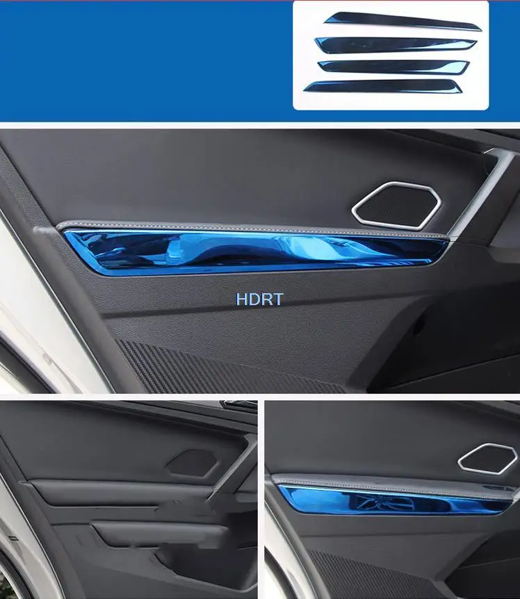 For Volkswagen VW Tiguan L 2017 2018 2019 2020 2021 Stainless Steel Blue Interior Accessories Central Console Decoration Sticker