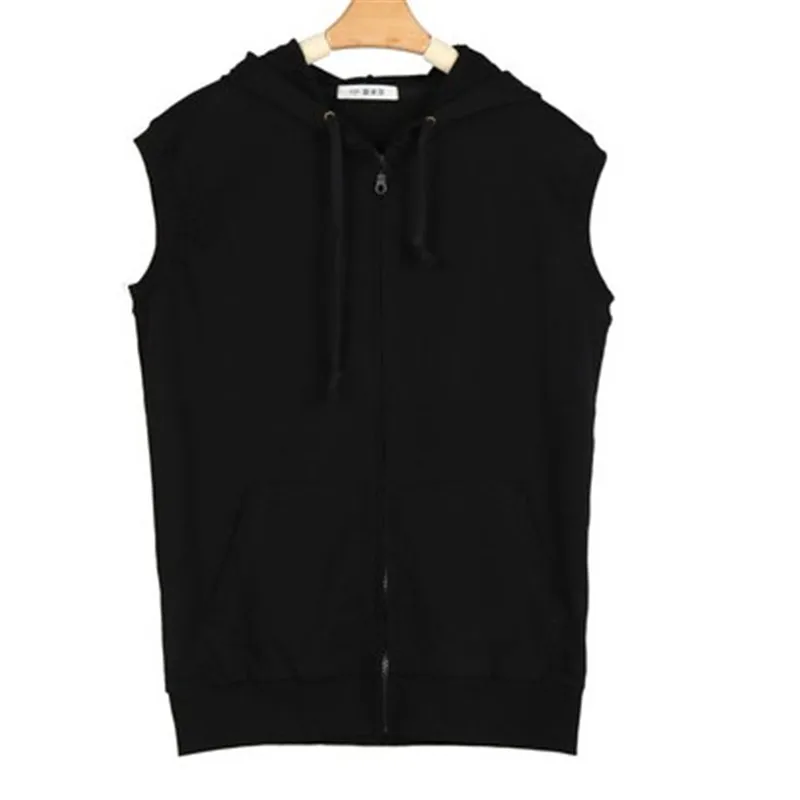 

2023 Spring Autumn Clothing Hooded Hooded Women Solid Color Zip-up Cardigan Coat Sleeveless Casual Lady's Vest Cotton Thin