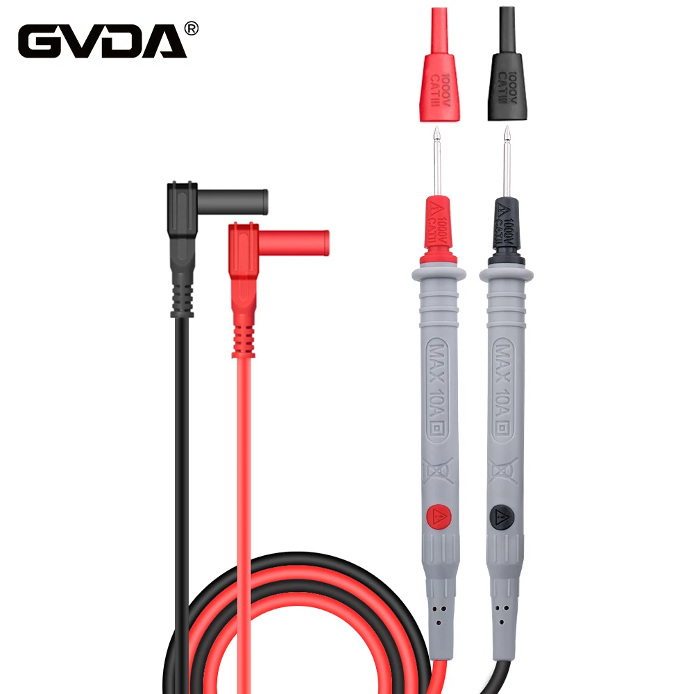 GVDA Digital Multimeter Probe Soft Silicone Wire Needle Tip Universal Test Leads with Alligator Clip 1000V 10A GD128