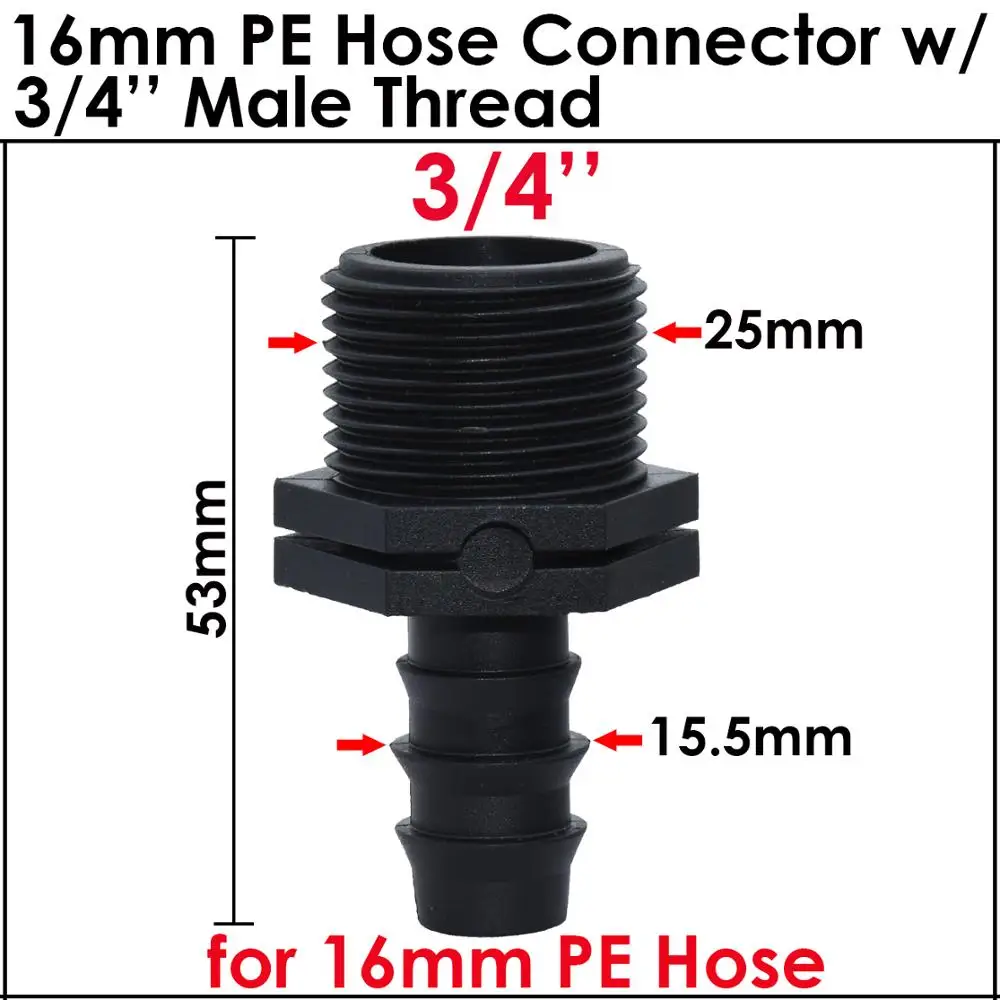 KESLA 4 sztuk 1/2 \'\'i 3/4\'\' męskie złącze gwintowane w/ 16mm 20mm 25mm wąż PE Barb Adapter ogród nawadniania kropelkowego System nawadniania