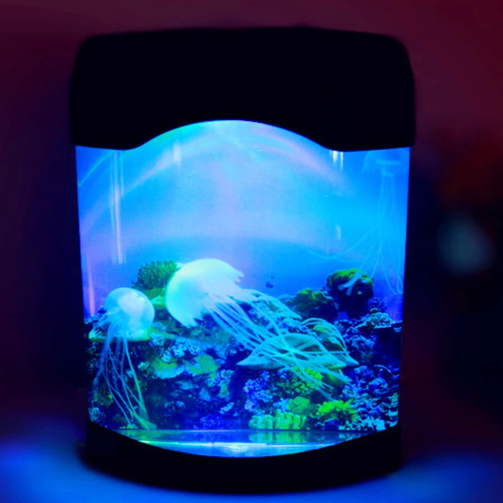 Electric Jellyfish Tank Table Lamp with Color Changing Light Gift for Kids Men Women Home Deco for Room Mood Light for Relax