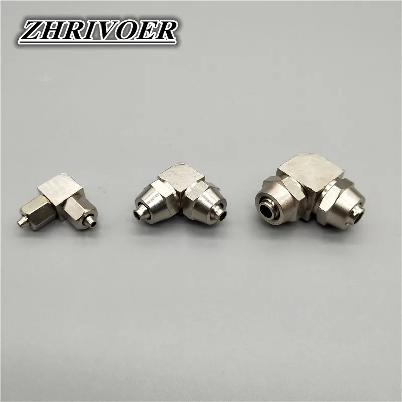 1Pcs PV-4 6 8 10 12 14 16mm Copper Nickel-plated Quick To Twist Right Angle PV Pneumaticl Pipe fittings elbow Double Connection