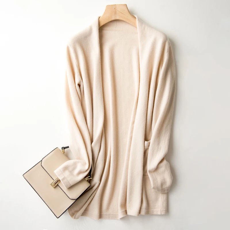 Top Grade Soft Sweaters Women 100% Wool Knit Jumpers ladies Winter New Cardigan Standard Clothes