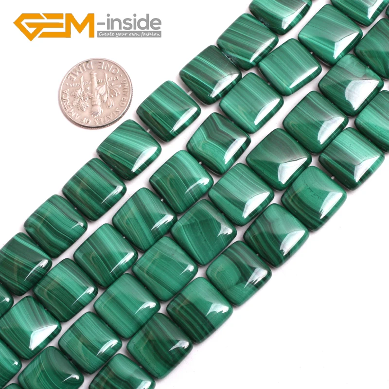 Natural Flat Oval Square Coin Shape Malachite Stone Beads Natural Bead Semi-Precious Stones For Jewelry Making DIY Strand 15\