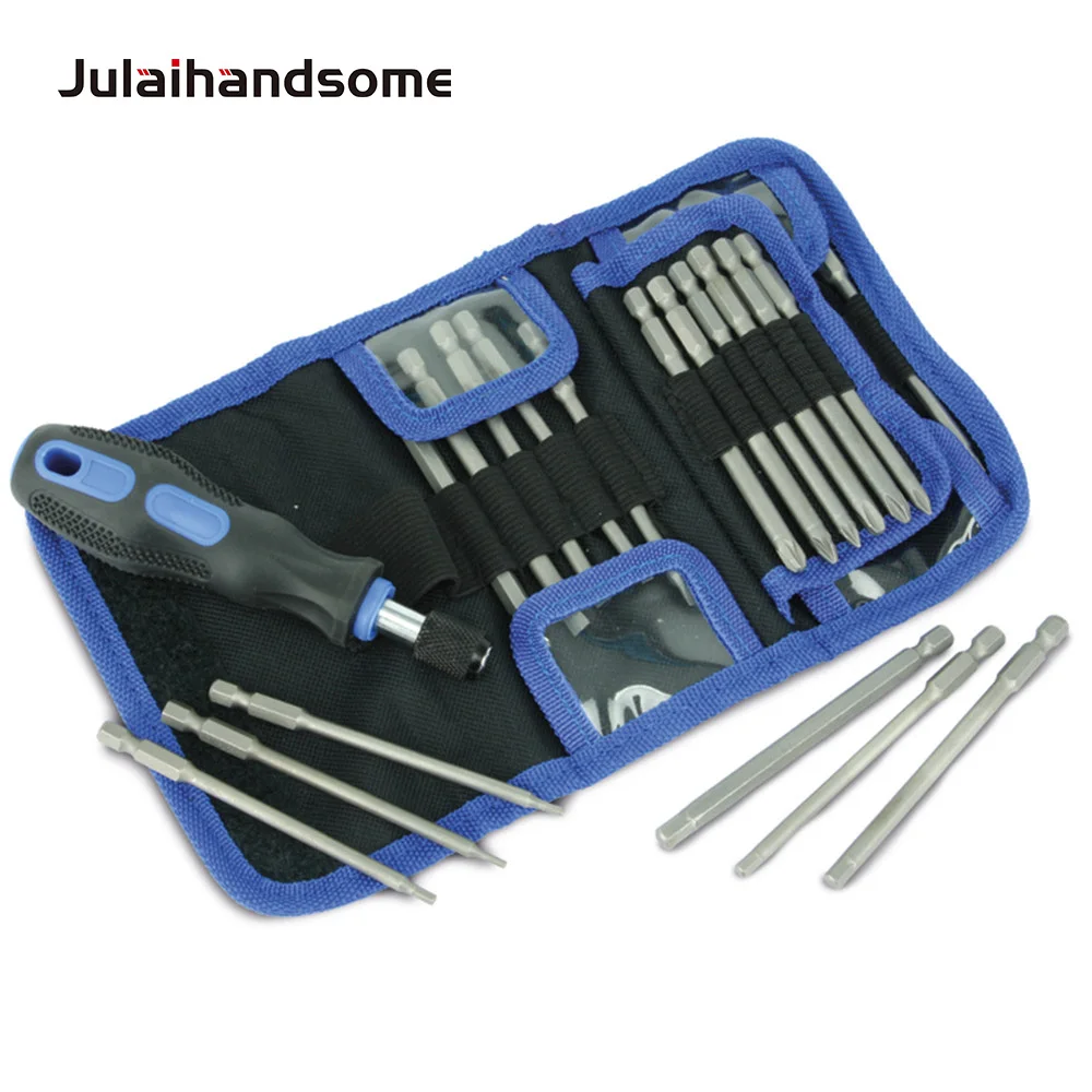 Julaihandsom  New 25 Pcs  Screwdriver Bits Set for Household Car repairing Tool Set  with 23Pcs 100mm CRV Bits Set Hand Tool Set