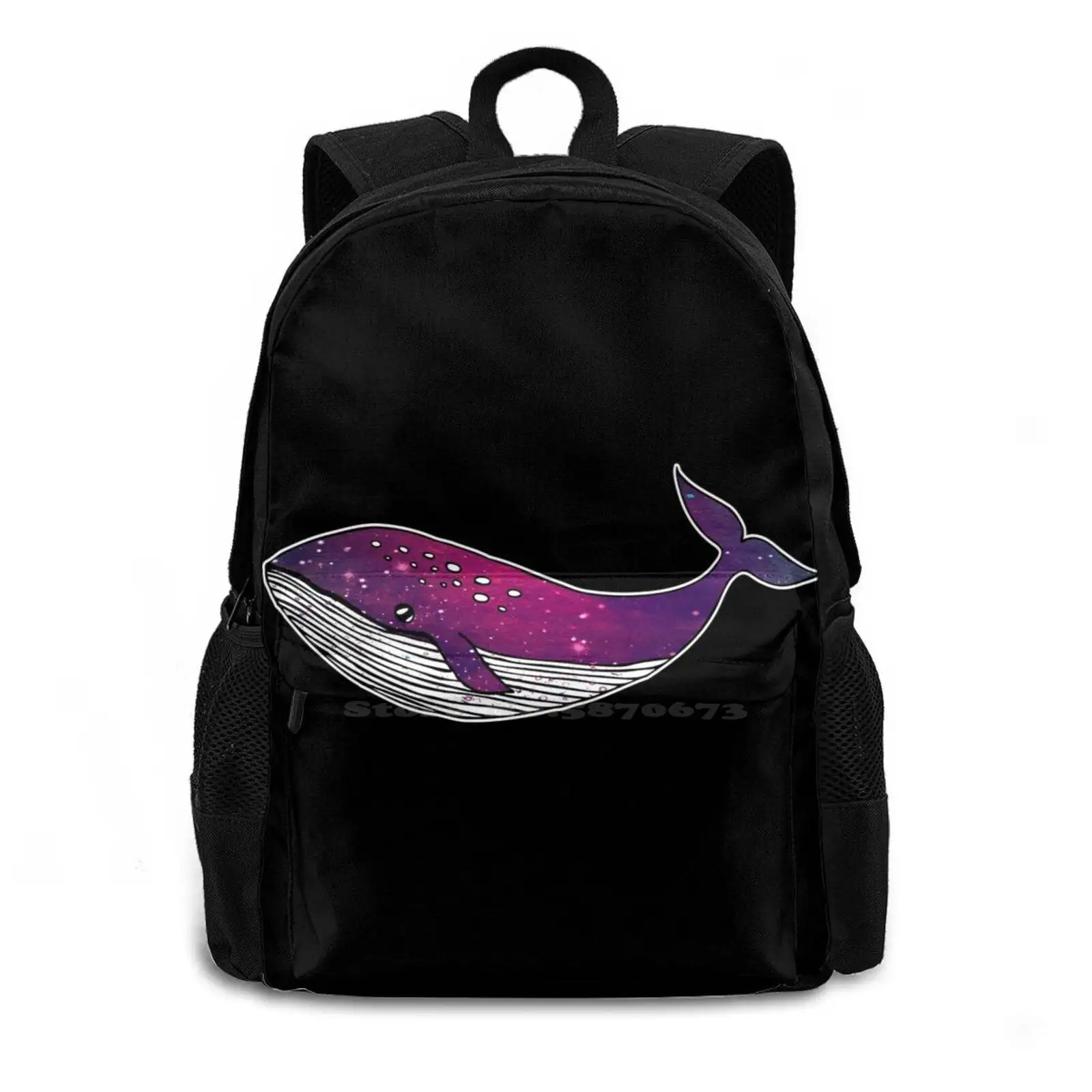 Whale With Starry Sky Pattern Design Bag Student'S Backpack Galaxy Dreams Whale Marine Mammals Fin Ideas Stars Sea Creatures