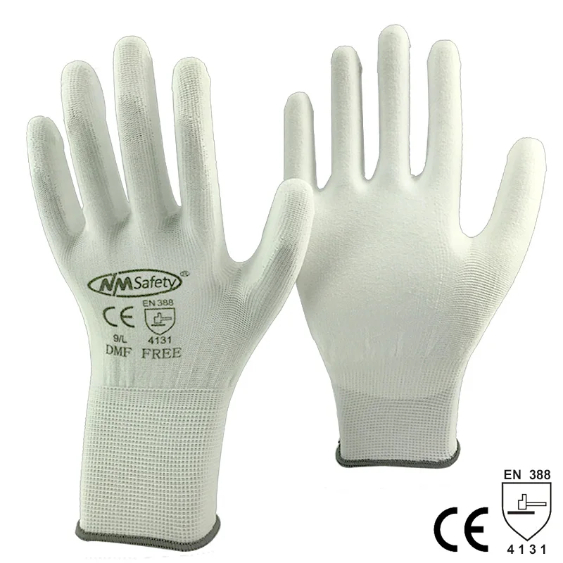 High Quality 12Pairs Anti Static ESD Working Gloves PU Coated Palm Protect Safety Glove DMF Free Type.