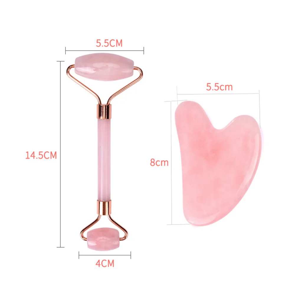 Rose Quartz Roller Face-lifting Massager Guasha Natural Jade Facial Massager Roller Slimming Jade Scraping Slimming Tools