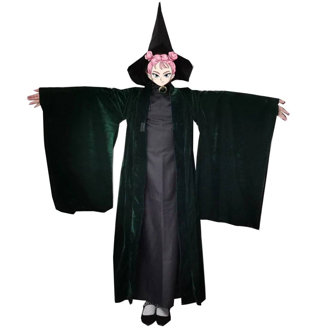 2019 Professor Minerva McGonagall Cosplay Costume Dress with Green Cape Velvet Role Play Cloak Halloween Carnival