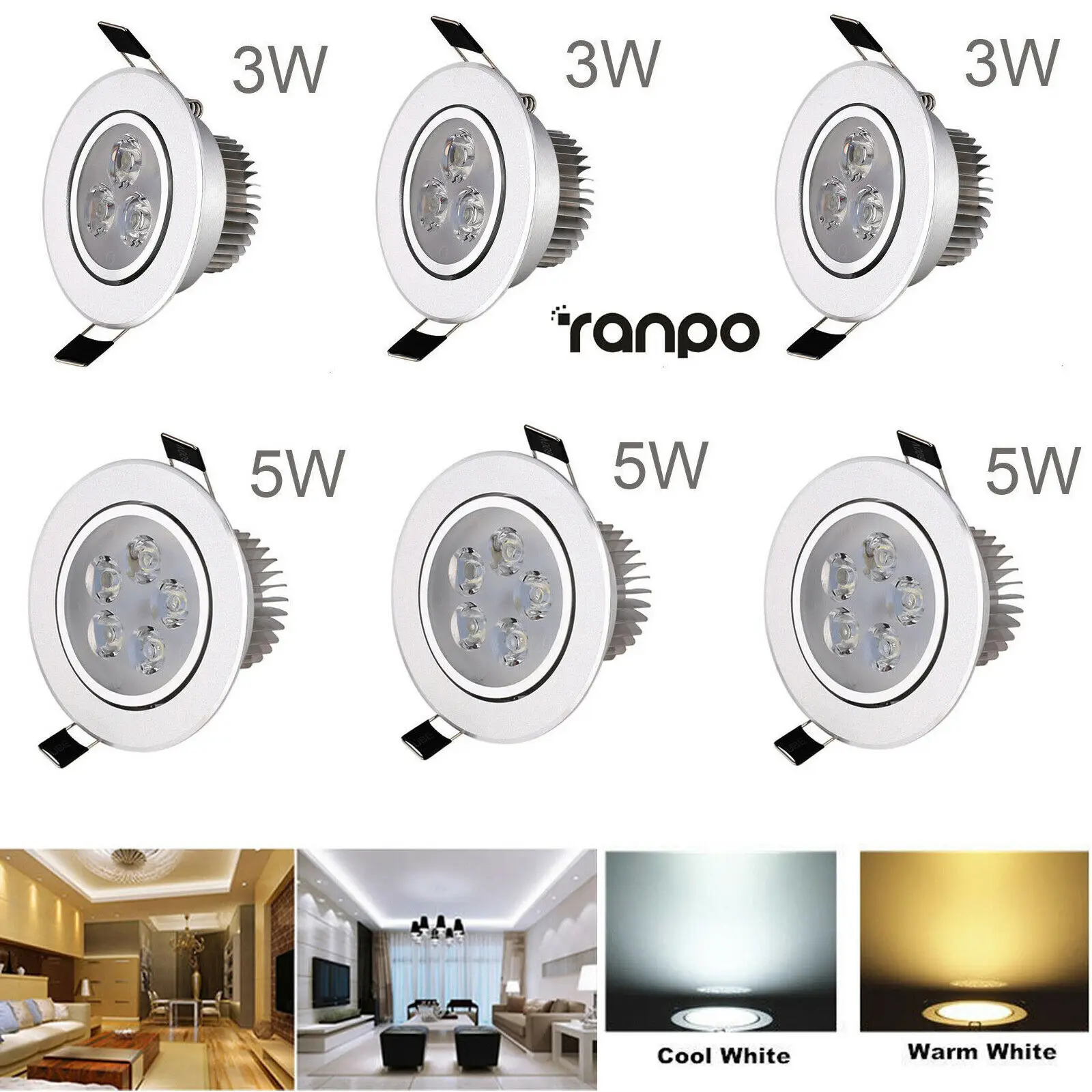 3W 5W ściemniania LED wpuszczone W sufit lampa świecąca W dół lampa panelowa fajne ciepłe białe AC 220V 110V Downlight Spotlight dla Home Office