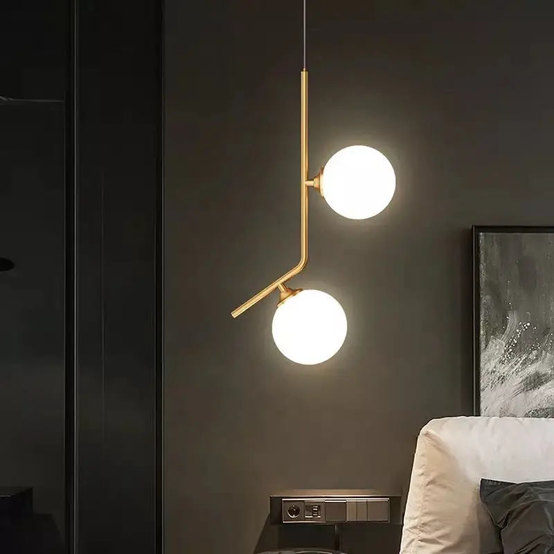 

Modern Nordic glass pendant light LED Round simple lights art Creative Light for Room Bedside Indoor Decor gold pendant light