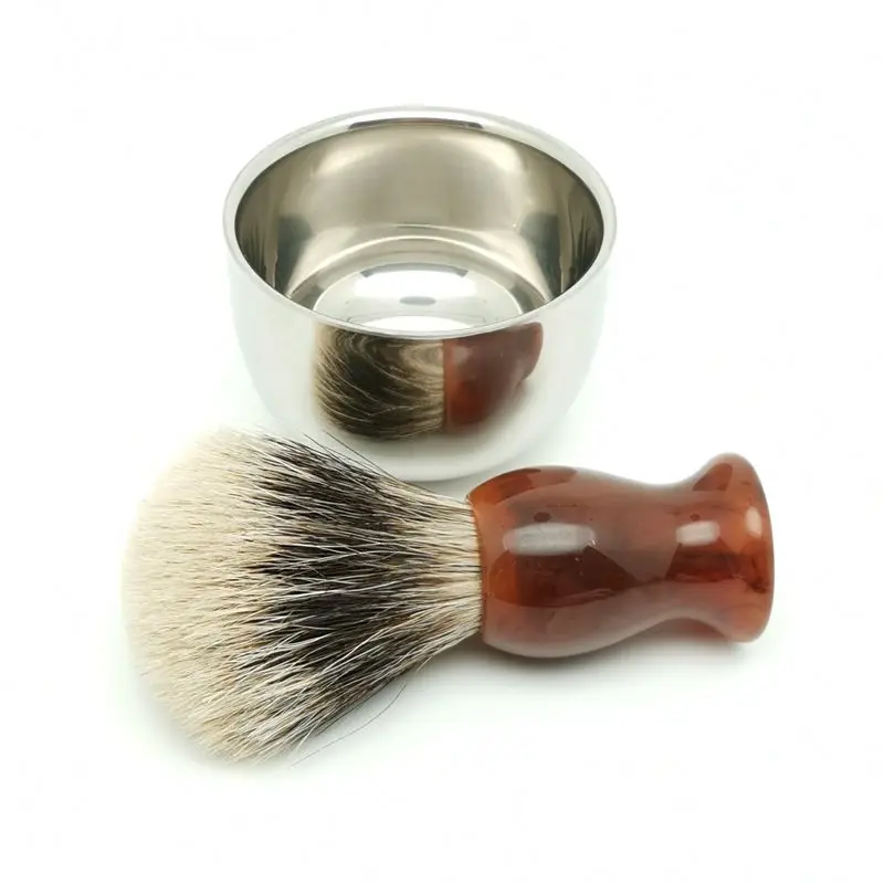 TEYO Two Band Silvertip Finest Badger Hair Shaving Brush and Shaving Cup Set Perfect for Man Wet Shave Cream Double Edge Razor