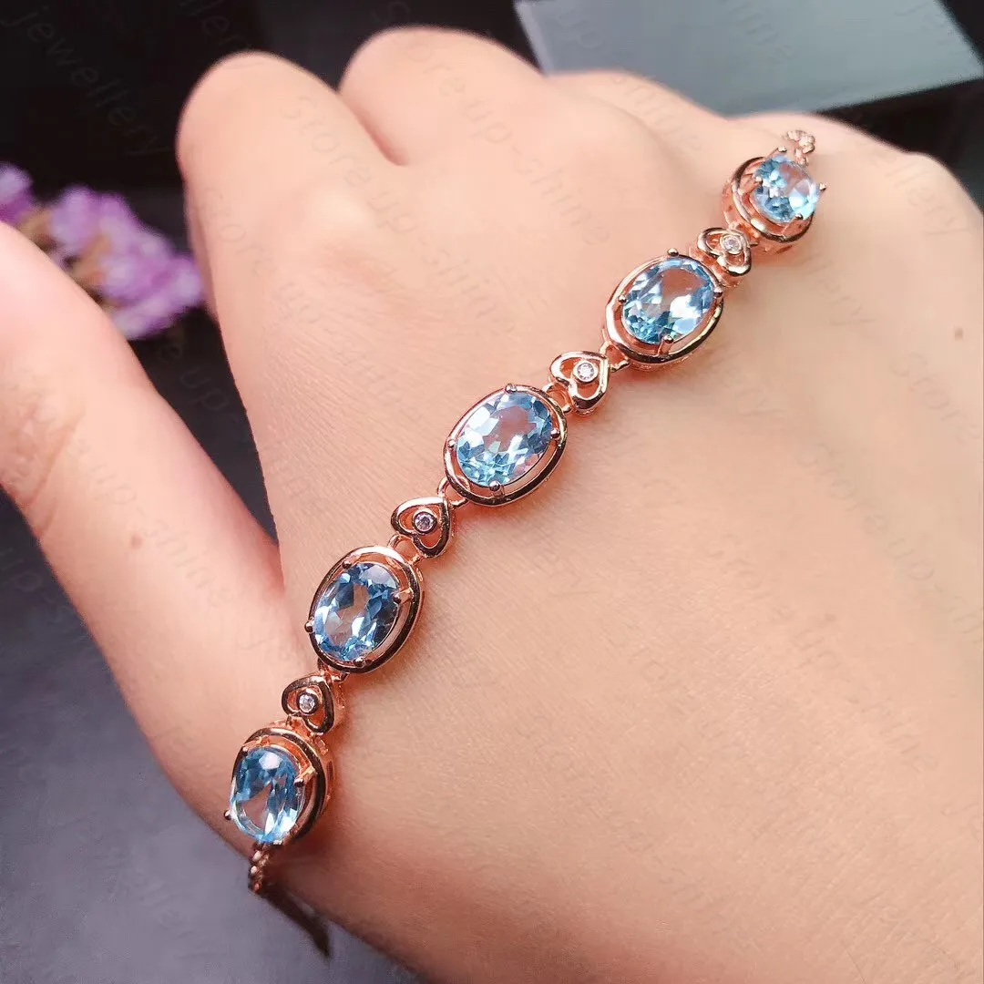 

New Natural Topaz Bracelet 925 Silver Young Style High-quality Light Luxury Gift for Girlfriend and Girlfriend