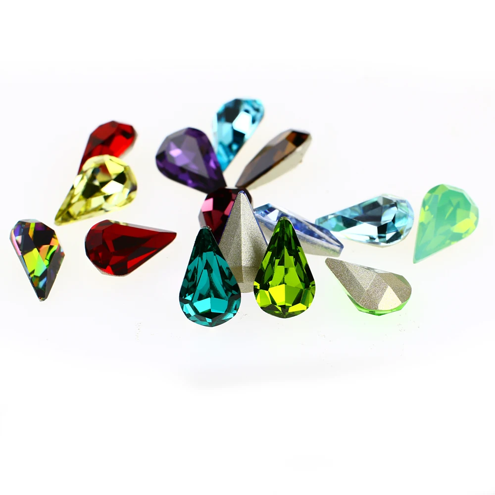 Tear Drop Strass K9 Glass Rhinestones Crystal Stone Glue On Diamonted For Clothes Nail Art Decoration Garment Gems Applique