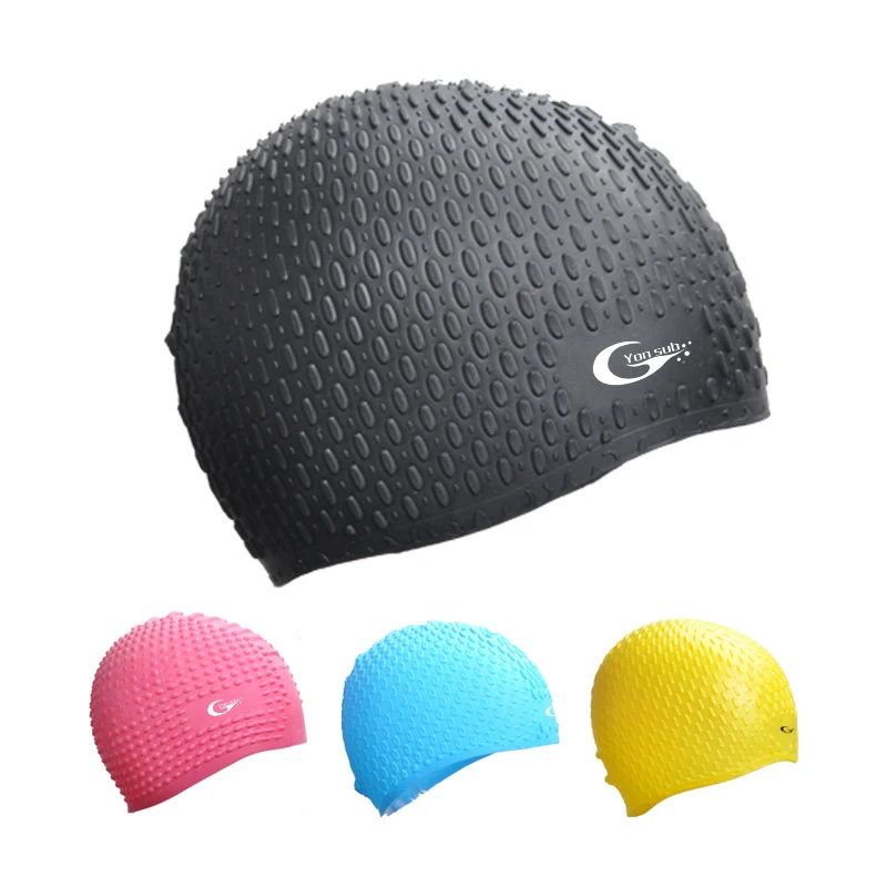 

Silicone Particle 3D Waterproof Swimming Cap FOR Men & Women Cover Ear Bone Pool Long Hair Swimming Men Hat 3 Color