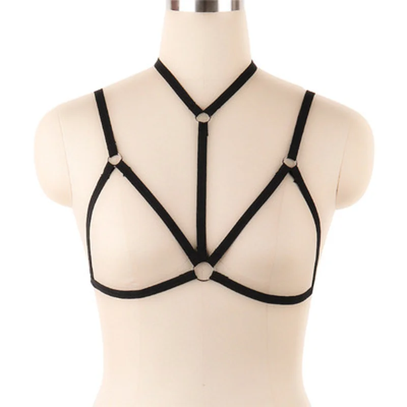 

Bdsm Harness Bra Lingerie Fetish Chest Bondage Restraints Cage Sexy Elastic Hollow Garter Belt Goth Crop Top Underwear Suspender