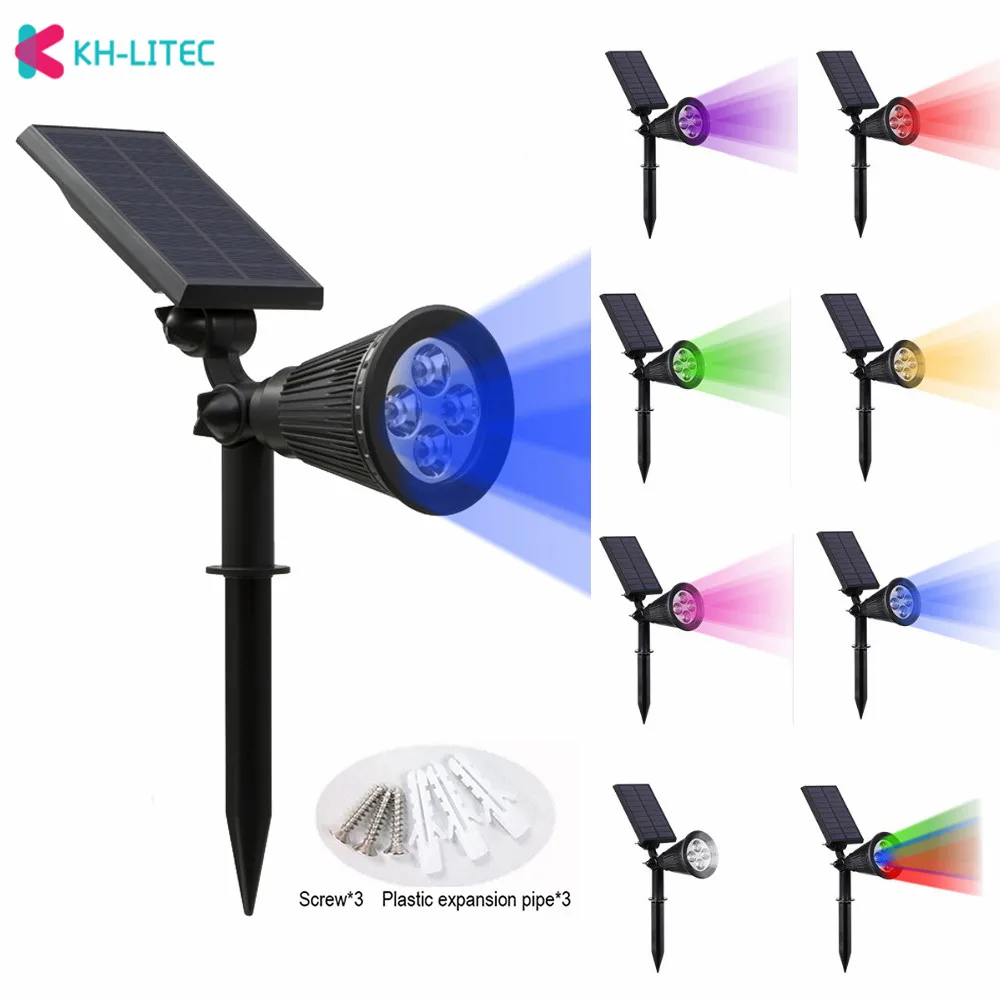 

KHLITEC Solar Spotlight Adjustable Solar Lamp 4/7 LED Waterproof IP65 Outdoor Garden Light Lawn Lamp Landscape Wall Lights