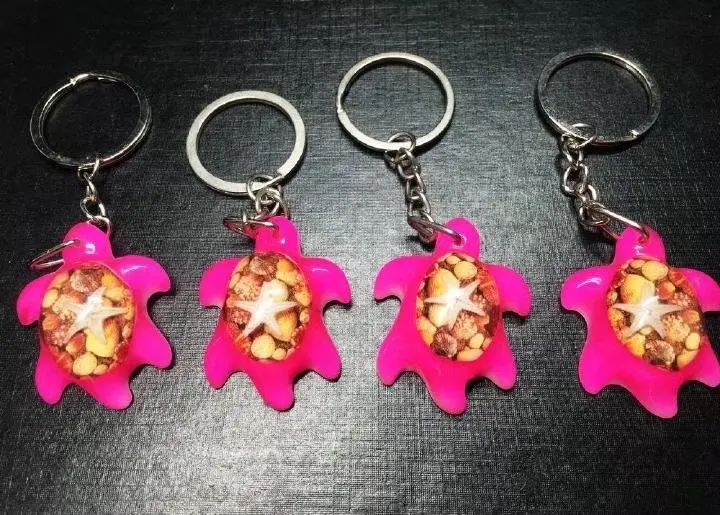 15 PCS Magic Design Mixed Real Starfish Specimen Turtle Key Chains Men Women's Car Keychains Keyrings