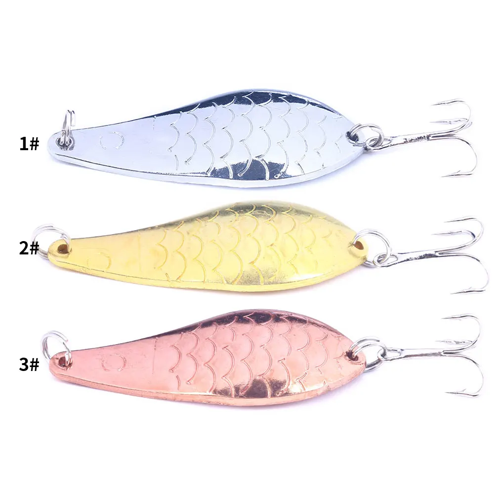 1pc 7cm 20g Metal Spinner Spoon Fishing Lure Hard Baits Silvery/Golden Sequins Noise Paillette 4# Treble Hook Fishing Tackle