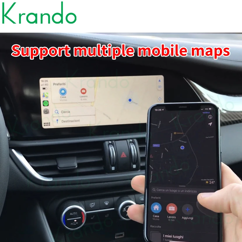 Krando Upgrade Wireless Carplay Interface Box For Alfa Romeo Giulia 952 Alfa Romeo Stelvio 2015-2019 Android Auto