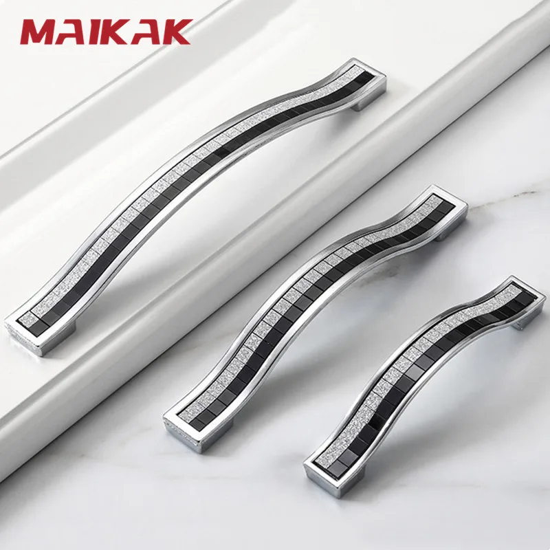 MAIKAK Zinc Alloy Crystal Glass Handles Cupboard Pulls Drawer Knobs Kitchen Cabinet Handles Furniture Handle with Crystal