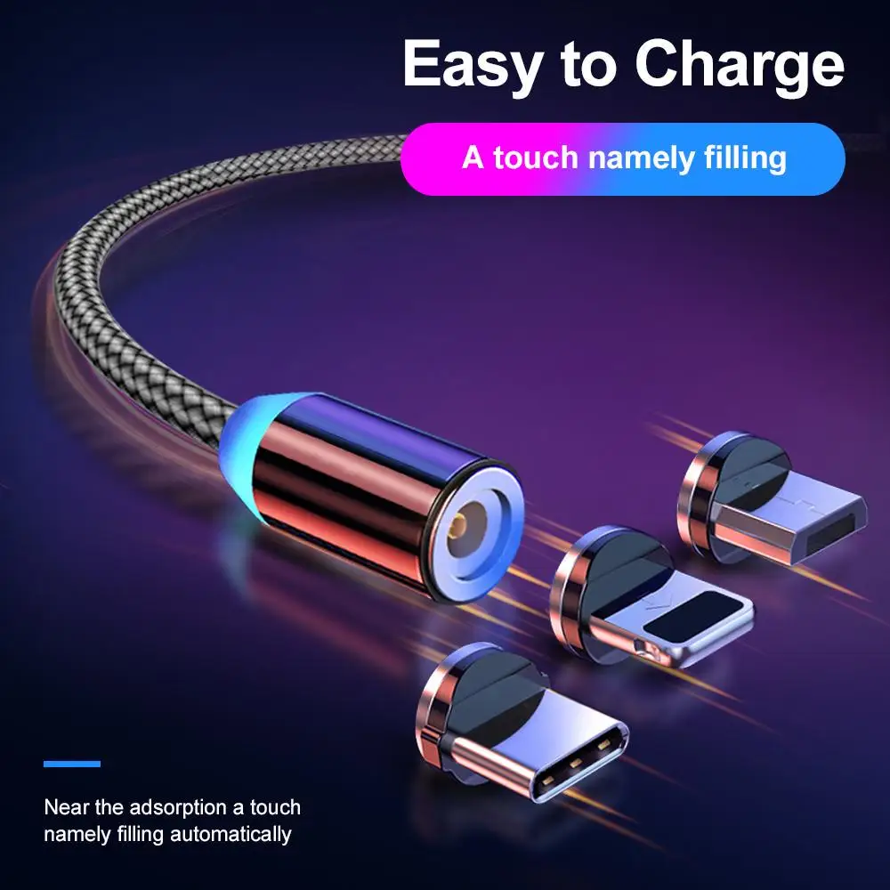 Magnetic Cable Micro USB Type C Charger 1M For Android Phones Fast Charging Magnet Charge Cord For iPhone 12 11 Pro XS X Max