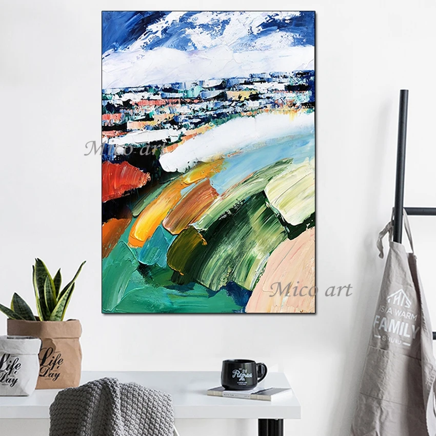 

Без рамки 100% ручная роспись Абстрактная масляная живопись богатый цвет живой ритм ручная роспись настенные картины искусство для декора комнаты