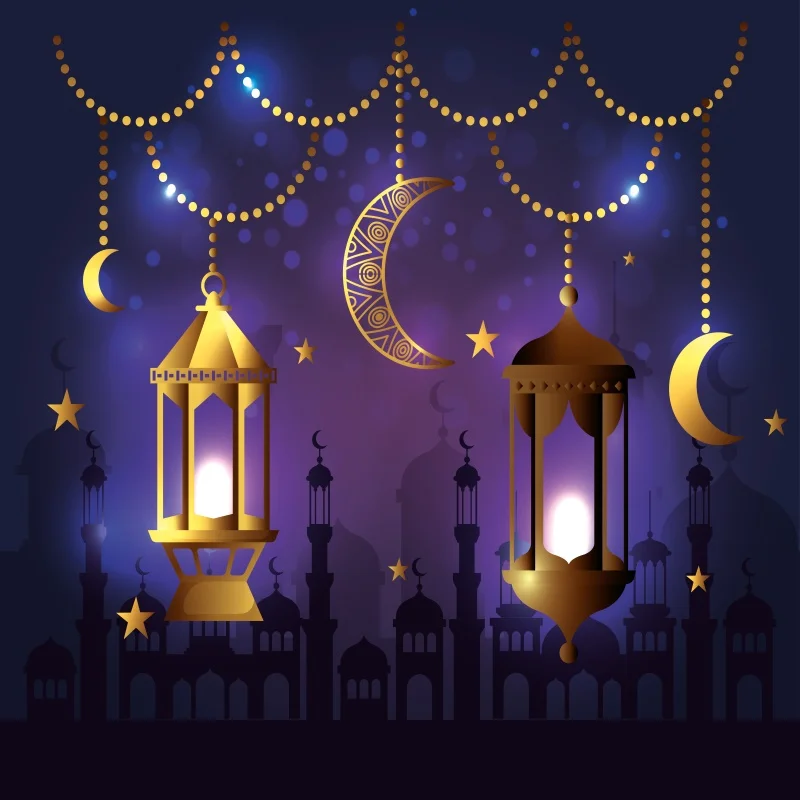 Laeacco Ramadan Eid Al Adha Mubarak Muslim Lantern Photographic Backdrop Baby Scene Wall Photography Background Photo Studio