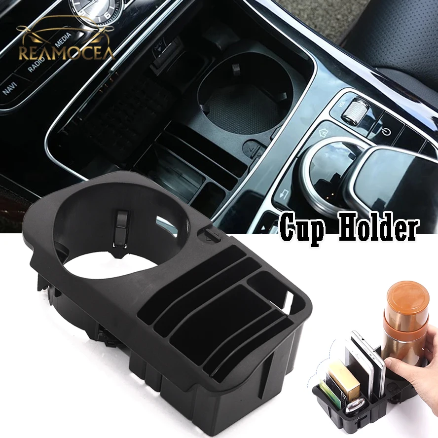 Reamocea Mittelkonsolen-Getränkehalter für Mercedes Benz C-Klasse 2015–2021, GLC 2015–22 E CLS 16–2022, Innenzubehör