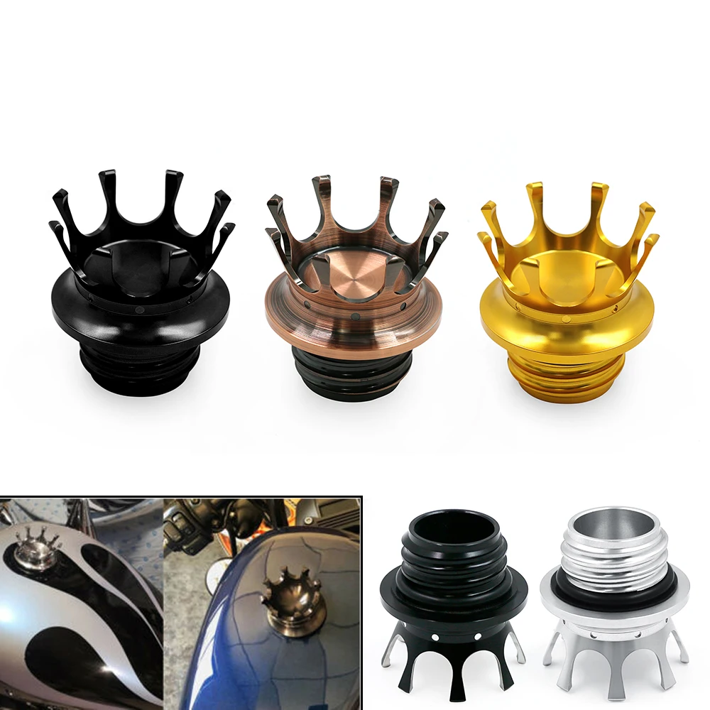 Compatible With Harley Sportster XL 883 1200 XL 48 FLSTC Touring Road King Dyna Softail Crown Style Vented Fuel Tank Cap Gas Cap