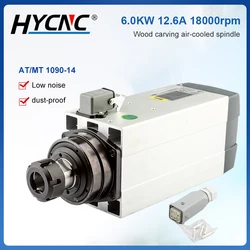 HSD 6kw Square Air-Cooled ER32 18000rpm 300Hz Italian Spindle Motor For CNC Router Woodworking Engraving Accessories