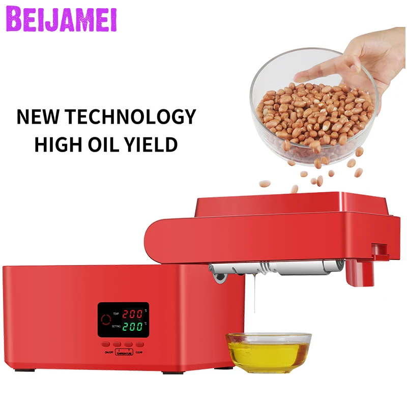 BEIJAMEI Automatic Oil Press Presser Household Flaxseed Oil Extractor Peanut Cold Press Oil Machines High Oil Yield