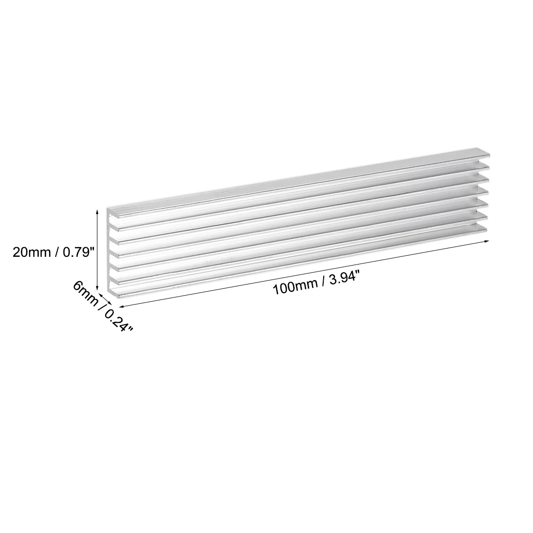 Uxcell Đường Song Song Đỉnh Cao Tản Nhiệt Cho MOS GPU Vi Mạch Bạc 100X20X6 Mm 5 Chiếc