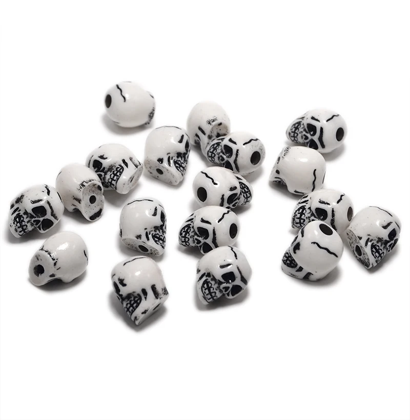 FZ002 Imitation bone beads Antique Skull Beads for Halloween Jewelry Resin skull beads are used in bracelet necklace making