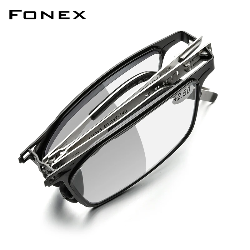 

FONEX Photochromic Gray Blue Light Blocking Folding Reading Glasses Men Women 2021 New Reader Anti Blue Eyeglass LH015