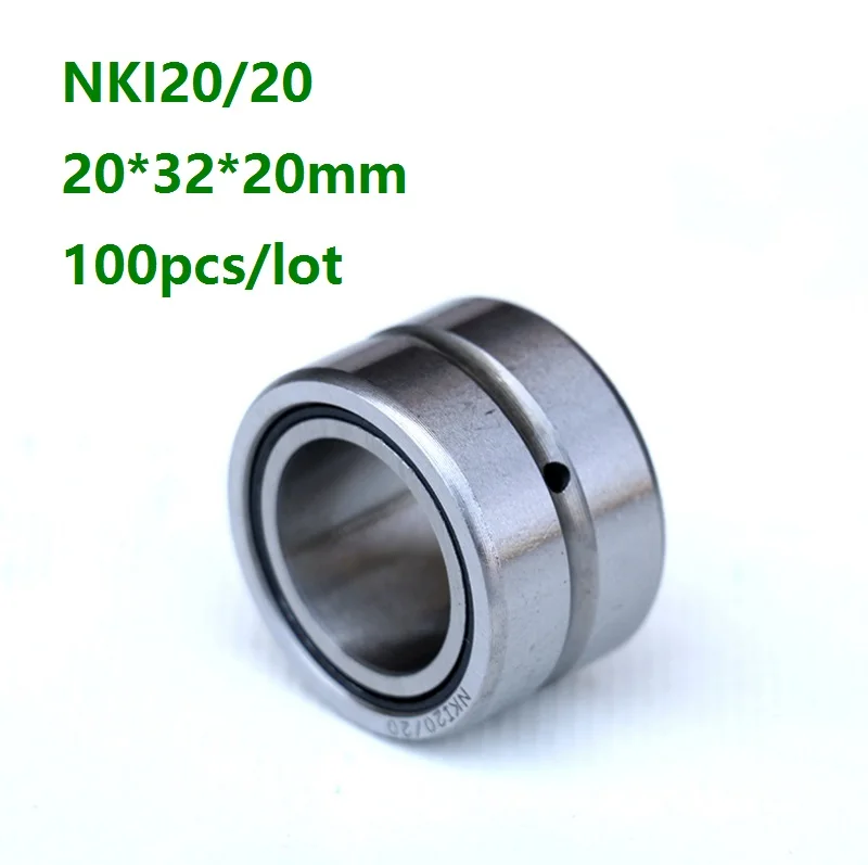 100pcs/lot NKI20/20 20*32*20mm NKI2020 Heavy duty needle roller bearing Entity needle bearing with inner ring