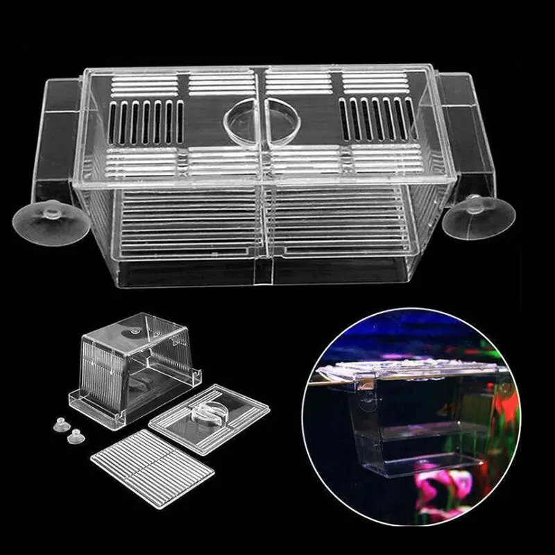 Aquarium Fish Tank Guppy Double Breeding Breeder Rearing Trap Box Hatchery